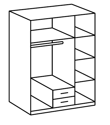 Ramina German 3-Door, 2-Drawer Wardrobe: Concrete Grey and White Finish - UK Luxury Furniture